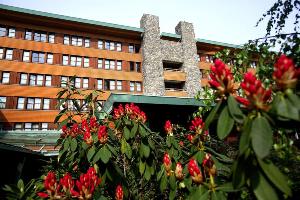 Фасад отеля Sequoia Lodge в Диснейленде в Париже